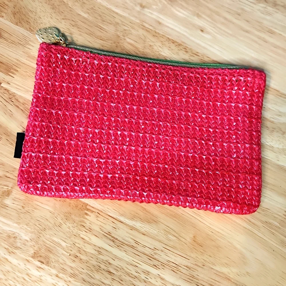IPSY Fuschia with Light Pink Interior Woven Zipper Pouch‎